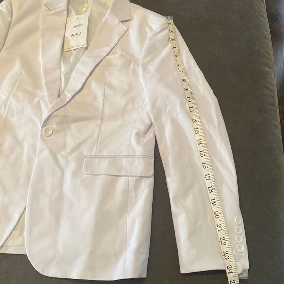 Men’s Mogu White 2 Piece Slim Fit Suit Notched Lapel Size 32 Jacket 31 Pants NWT - Picture 8 of 13